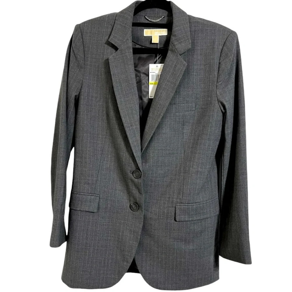 Michael MICHAEL Kors Wool Oversize Gray Blazer Size 4 with Men’s Styling NWT